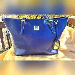 Anne Klein Gorgeous Royal Blue Shoulder Bag with Gold Accents. 16"x10"